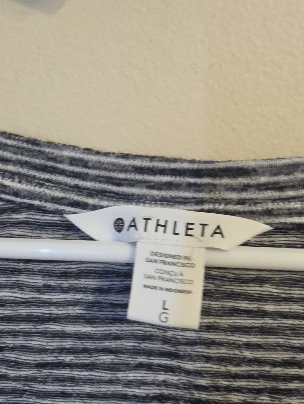 Athleta Black and White Stripped V Neck T Shirt. In EUC - Picture 3 of 4